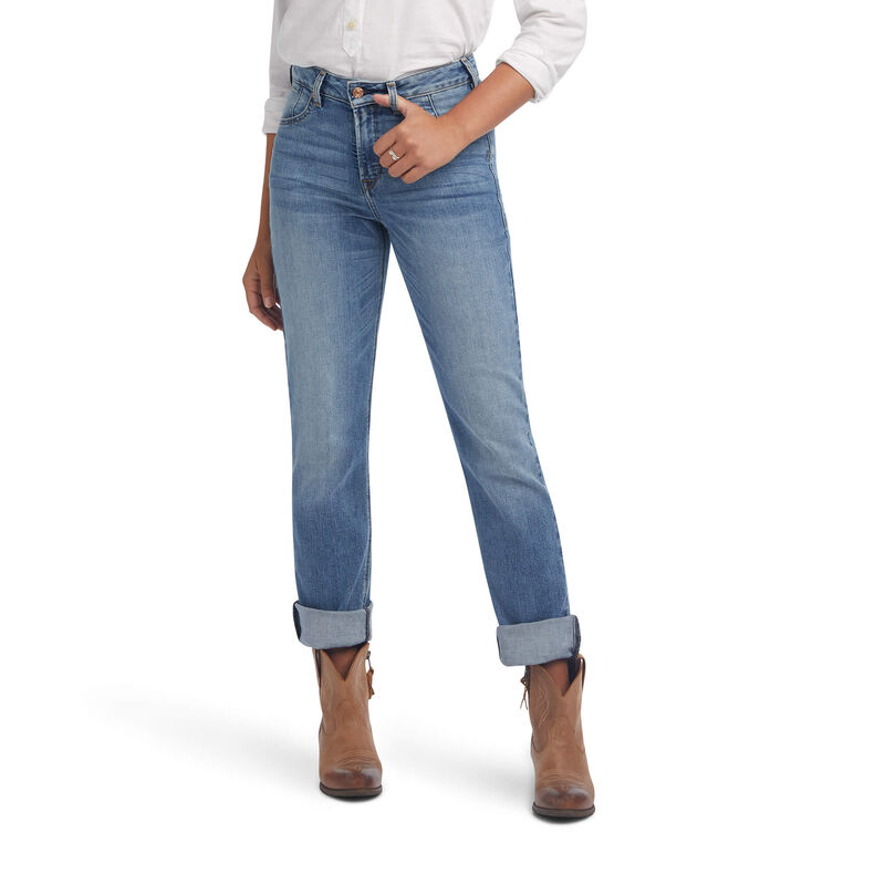 Ariat Jeans Damen - Premium High Rise Stretch Straight Blau ( KLNVH-6295 )